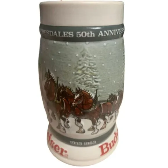 Budweiser Clydesdales 50th Anniversary Beer Stein 1933-1983 Ceramarte Brazil - Picture 5 of 8